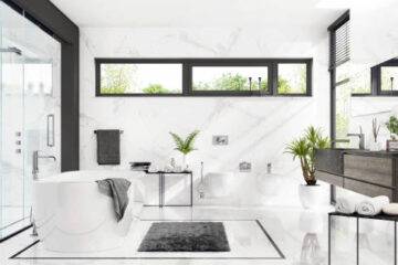 baño con espacios grandes